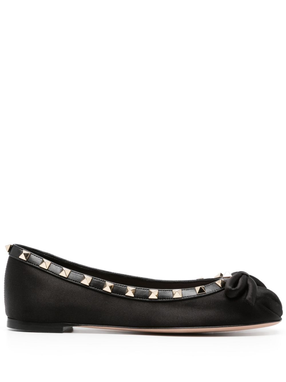 Rockstud satin ballerina shoes