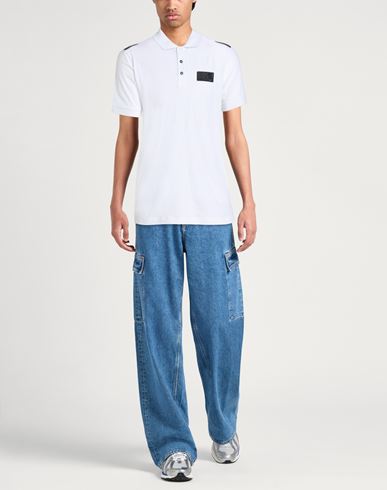 Man Polo shirt White Size L Cotton, Elastane