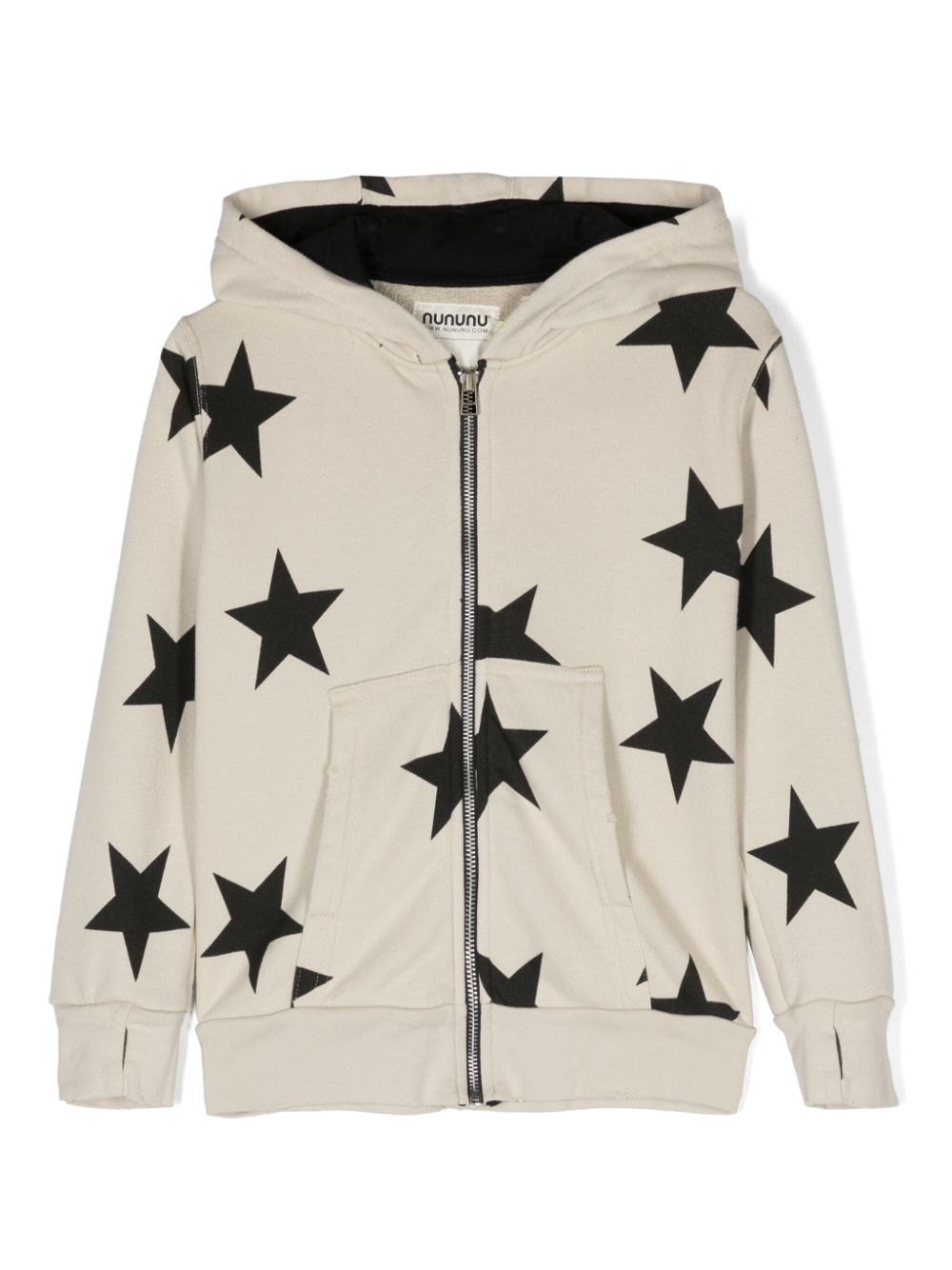Star-print zipped cotton hoodie - Grey