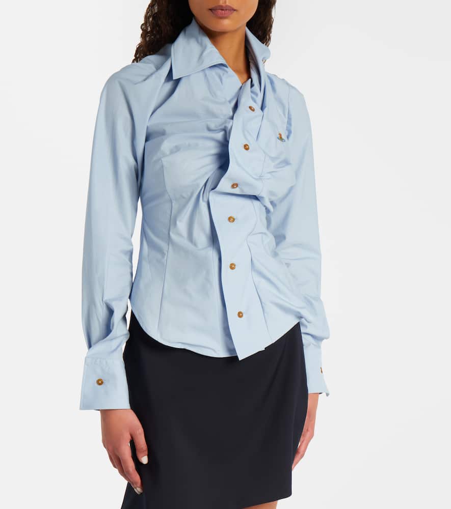 Orb gathered cotton poplin shirt