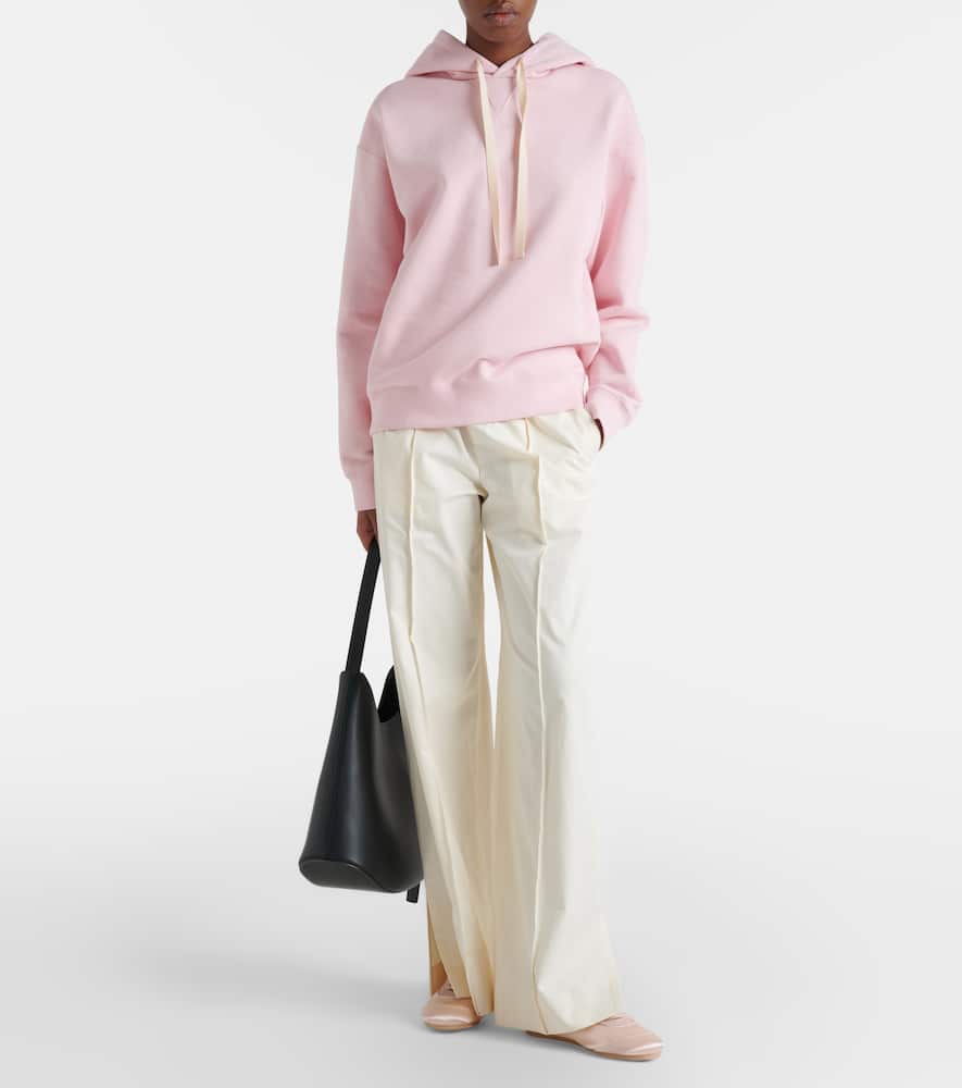 Pleated cotton wide-leg pants