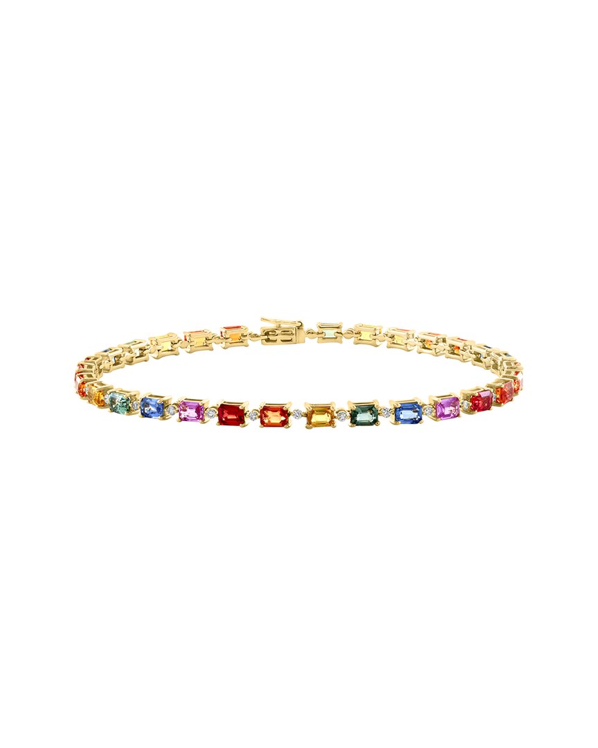 14K 7.98 Ct. Tw. Diamond & Multi Sapphire Bracelet