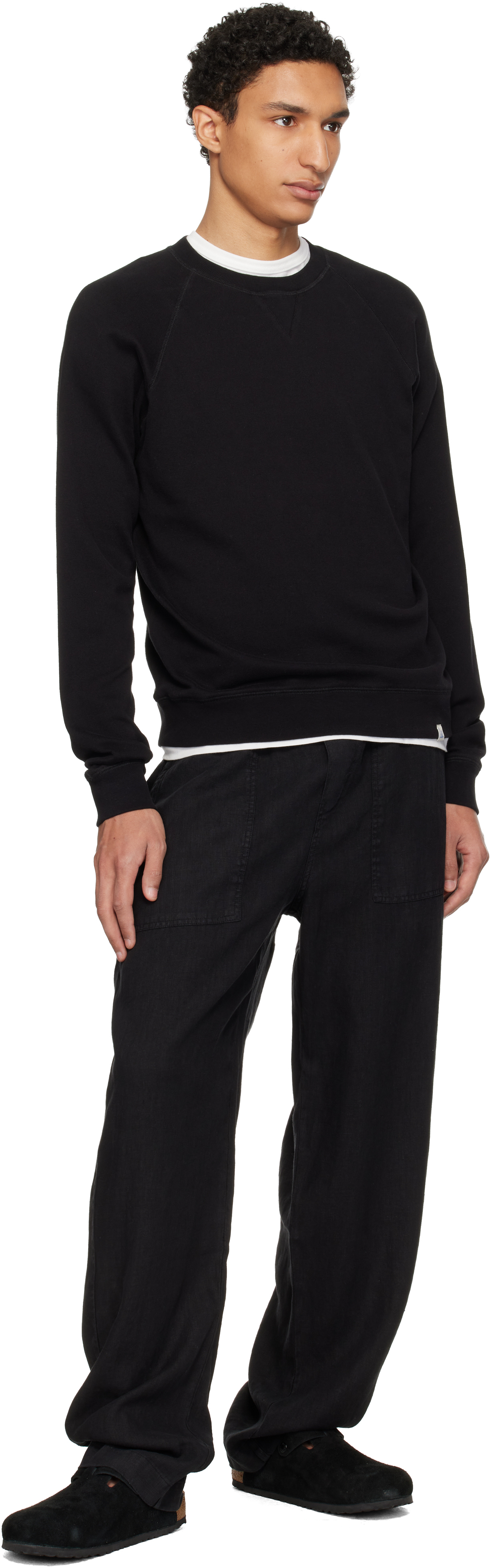 Black Relaxed Lightweight Raglan Sweatshirt