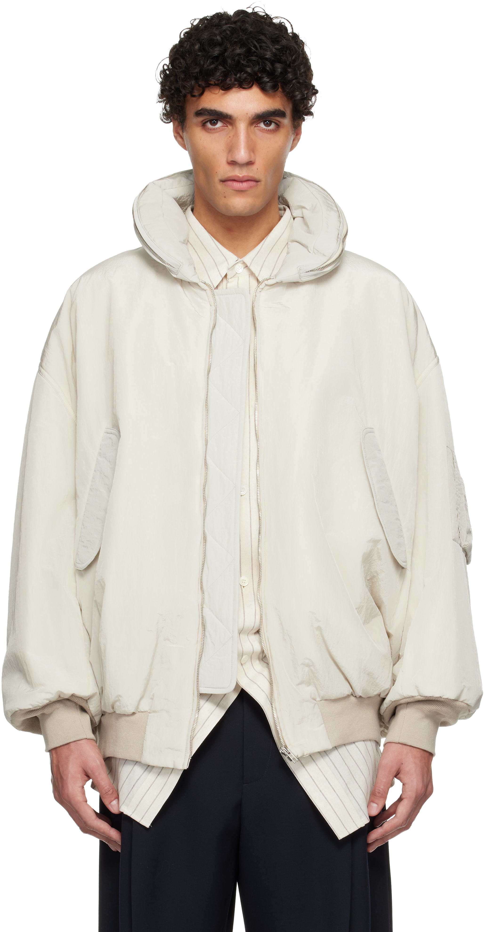 Off-White Crinkled Bomber Jacket
