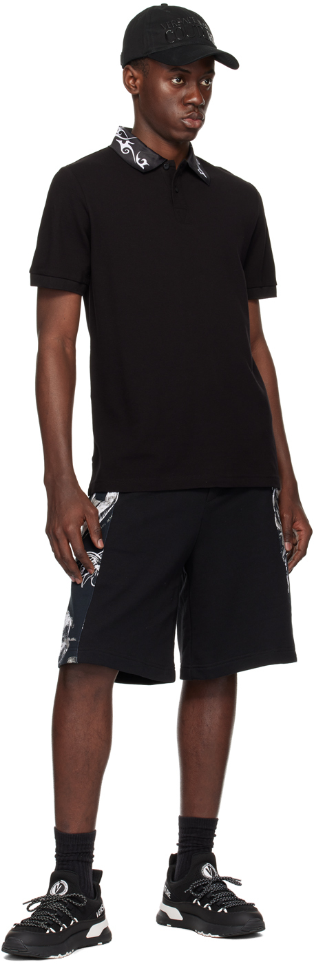 Versace Jeans Couture Black & Gray Watercolor Couture Shorts