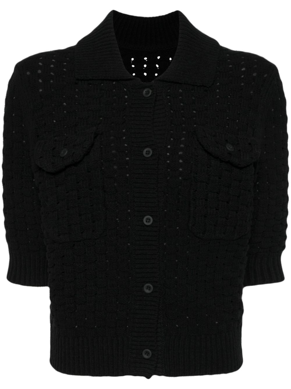 Short-sleeve knitted cardigan - Black