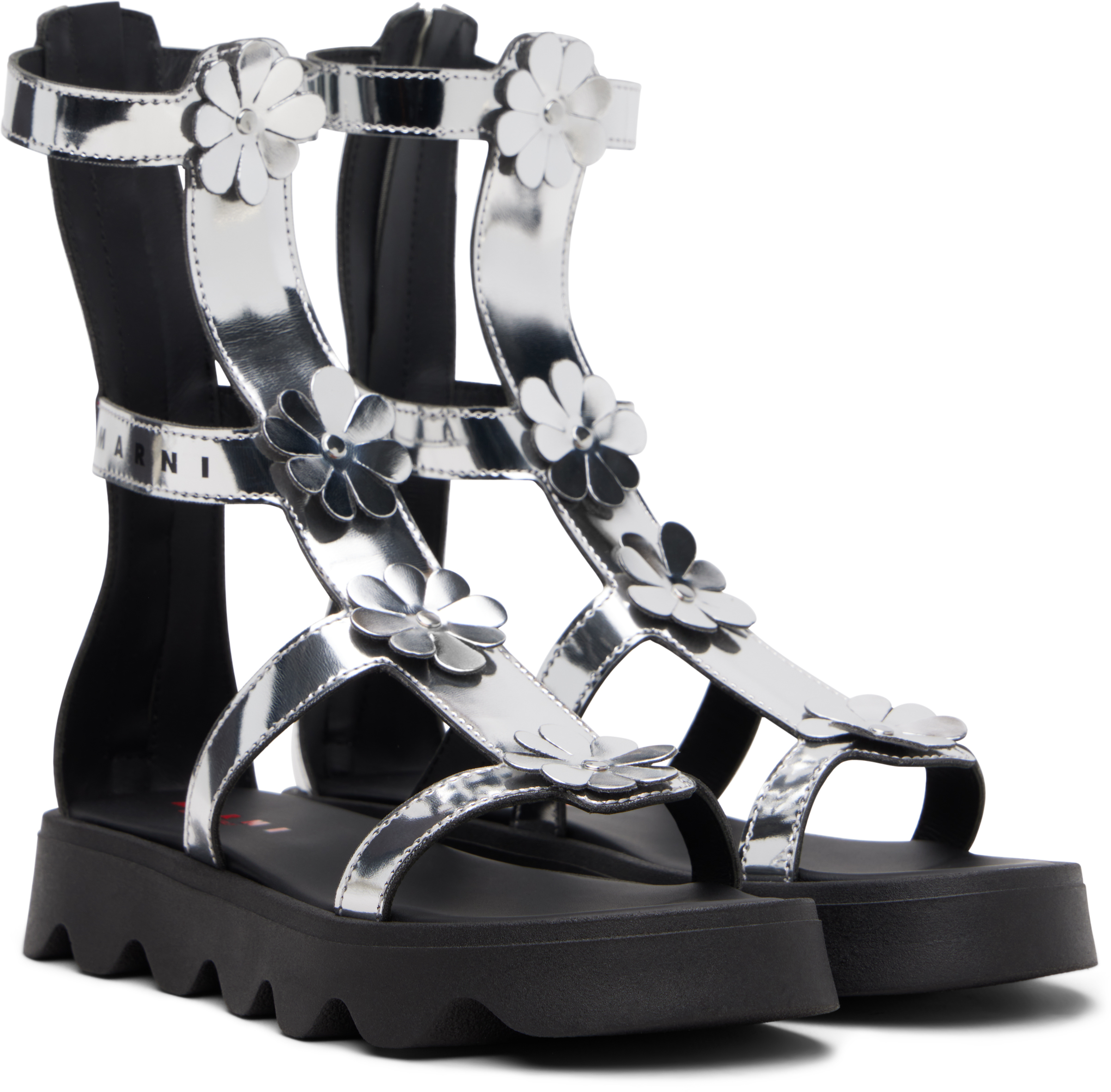 Kids Silver Flower Sandals