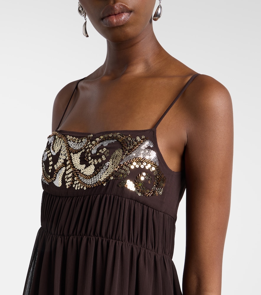 Sequined chiffon maxi dress