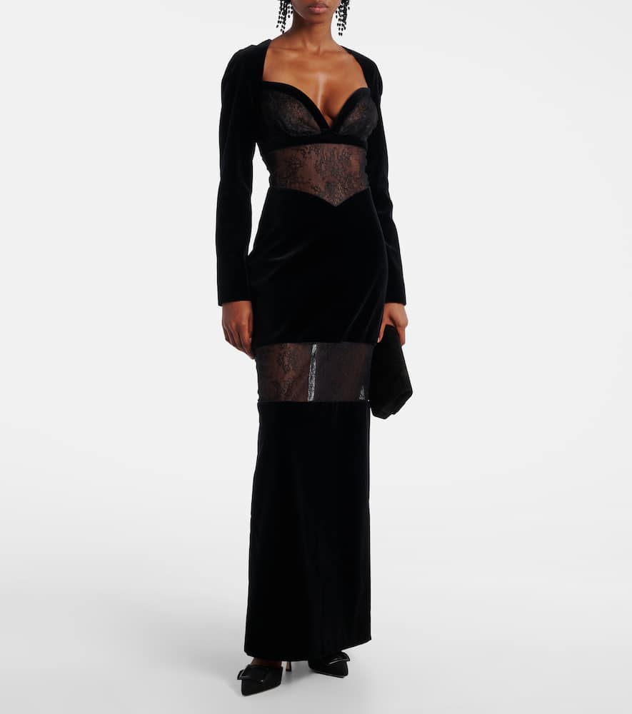 Velvet and lace gown