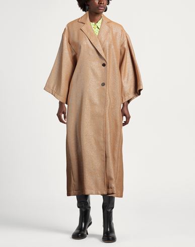 Forte_forte Woman Overcoat & Trench Coat Camel Size 2 Cotton, Polyester, Metallic Polyester