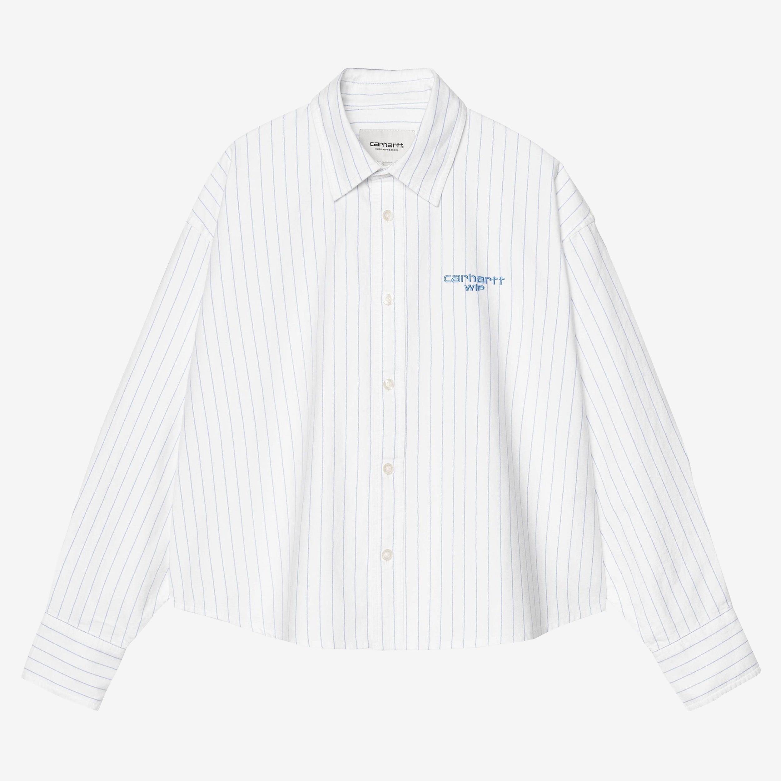 Carhartt WIP | Wmns Long Sleeve Cassel Shirt - Cassel Stripe, Bleach / White - unisex