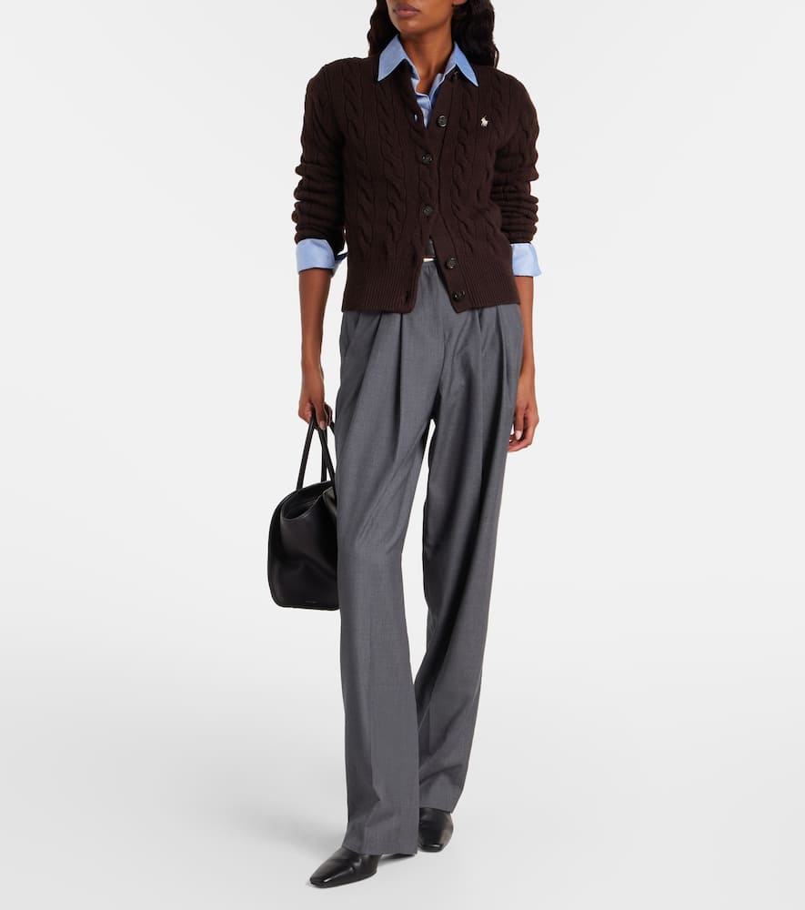 Cable-knit wool and cashmere cardigan
