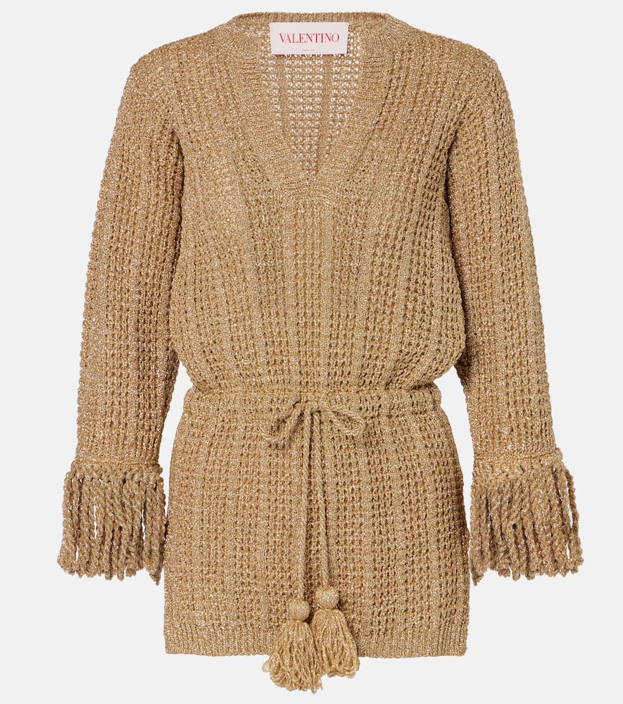 Valentino Open-knit lamé minidress