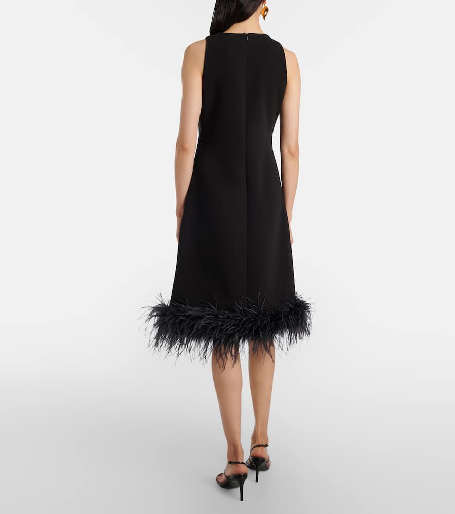 Semito feather-trimmed midi dress