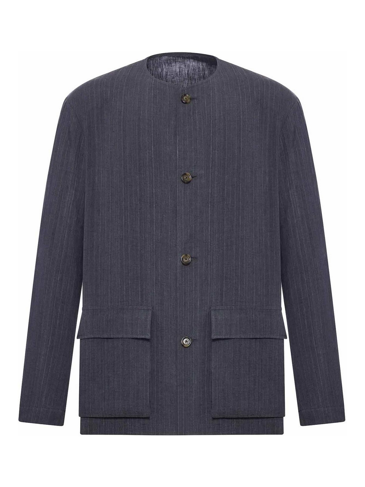 Pinstriped Linen Korean Jacket