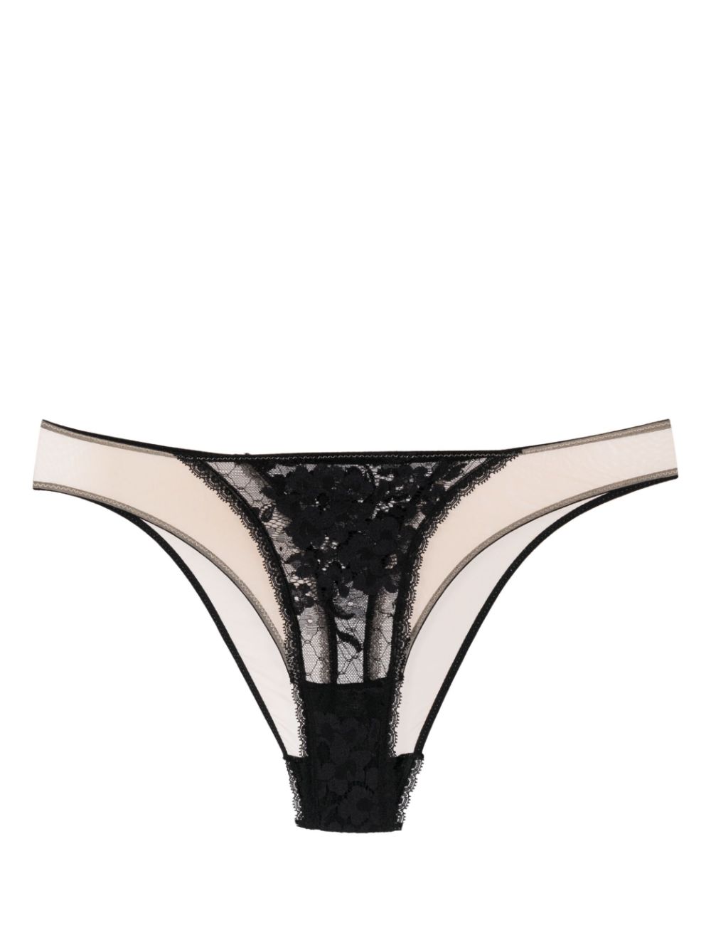 Semi-sheer laced briefs - Black