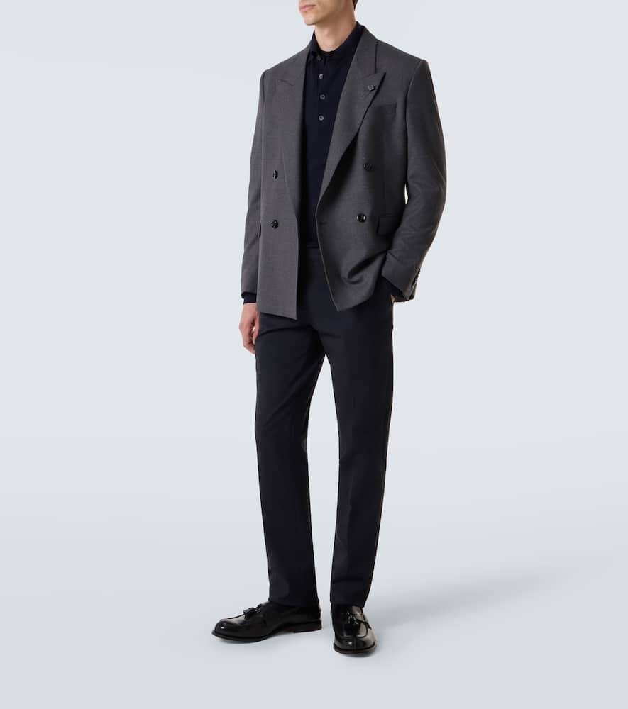 Cotton-blend slim pants