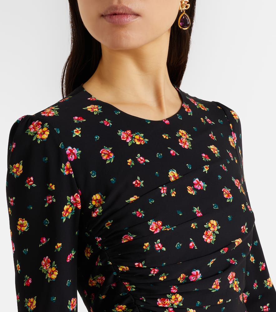 Floral silk-blend midi dress