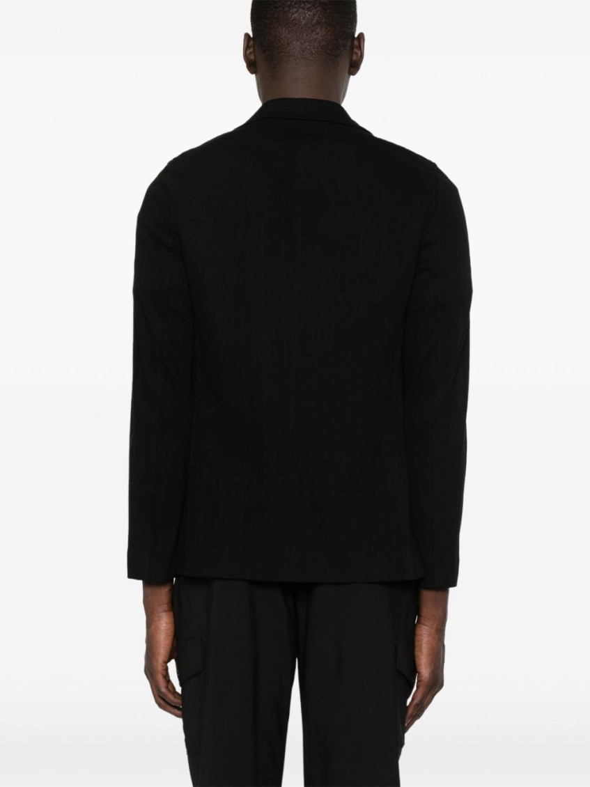 Black Cotton Single-breasted Blazer