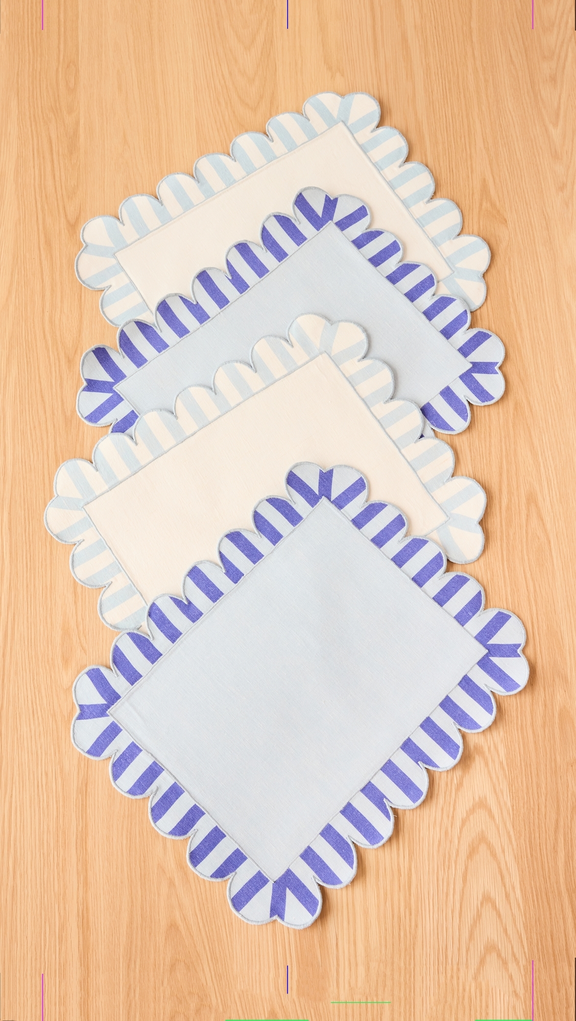 Embroidered Linen Placemats Set of 4 Blue One Size