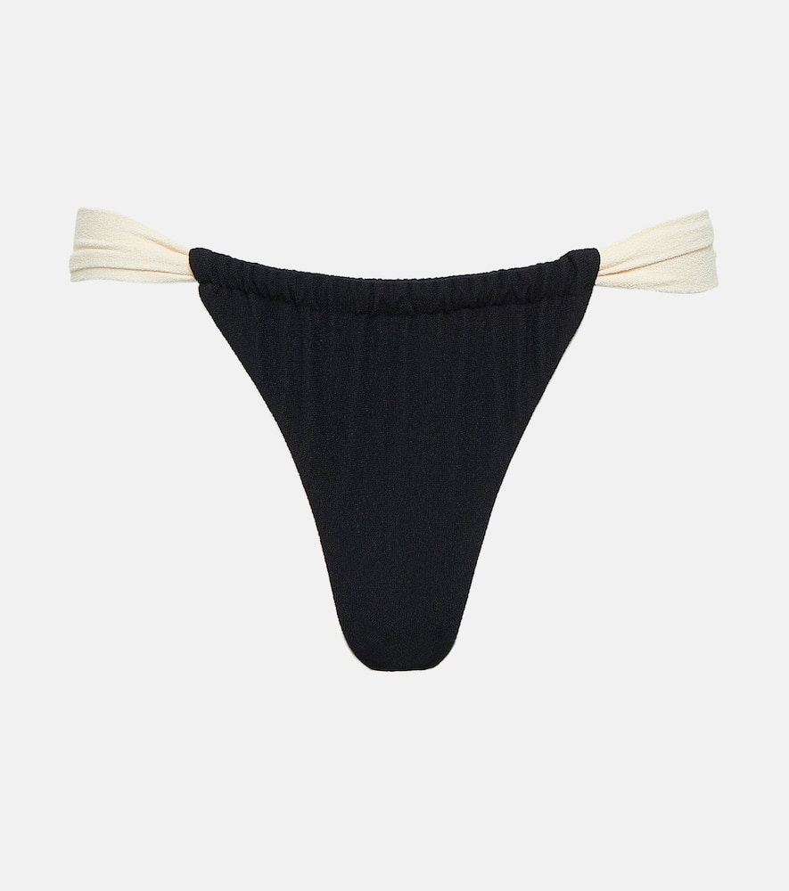 Faux-suede high-leg bikini bottoms