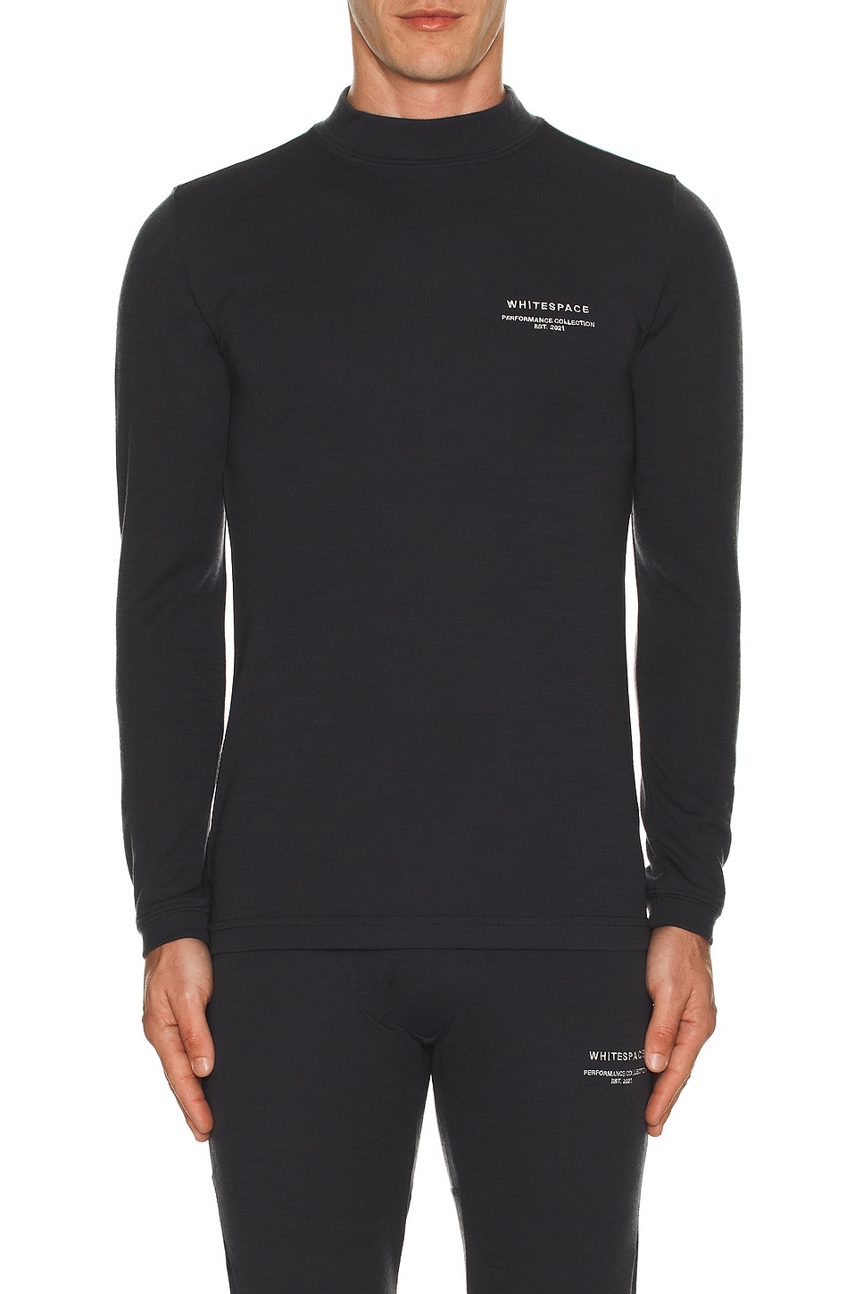 Whitespace Merino Mock Neck Baselayer T-Shirt in Phantom. S also in L, M, XL/1X