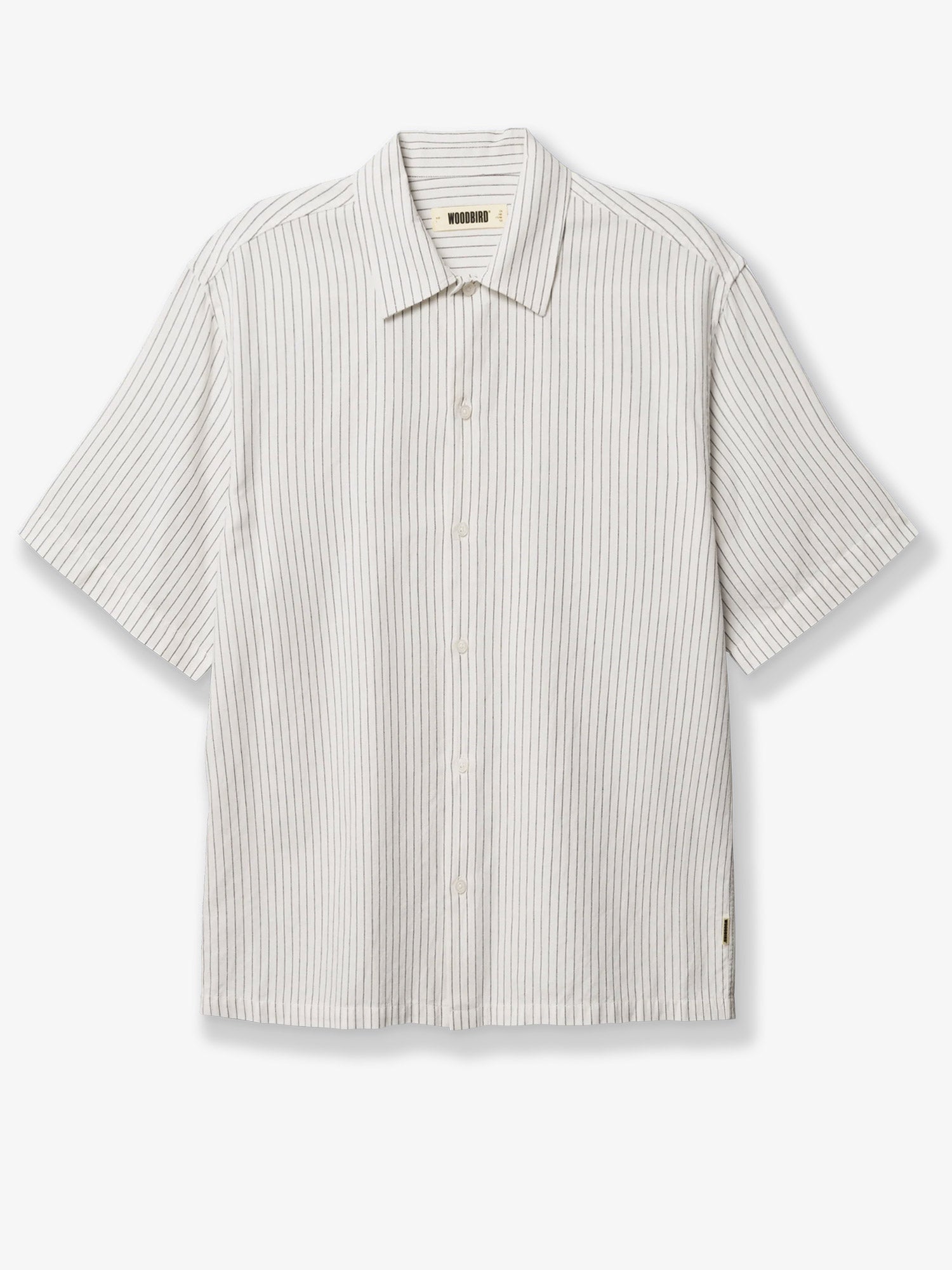Striped Linen-Cotton Shirt — White