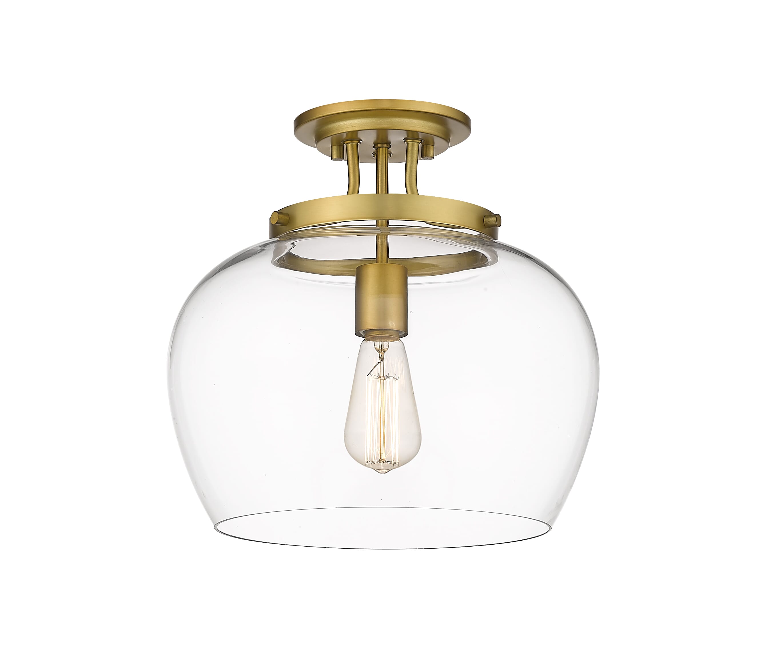 Joliet 1-Light Semi Flush Mount Ceiling Light In Olde Bra