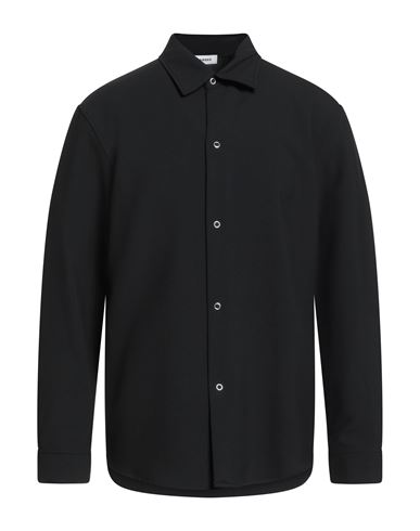 Man Shirt Black Size L Polyester, Viscose, Elastane