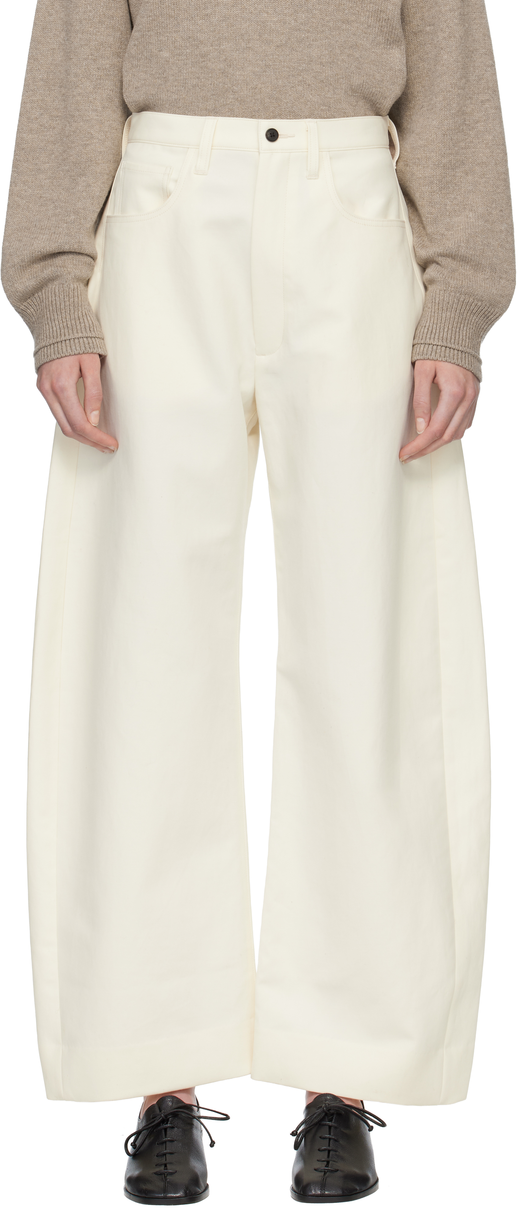 Off-White Double Weave Cotton Round Trousers