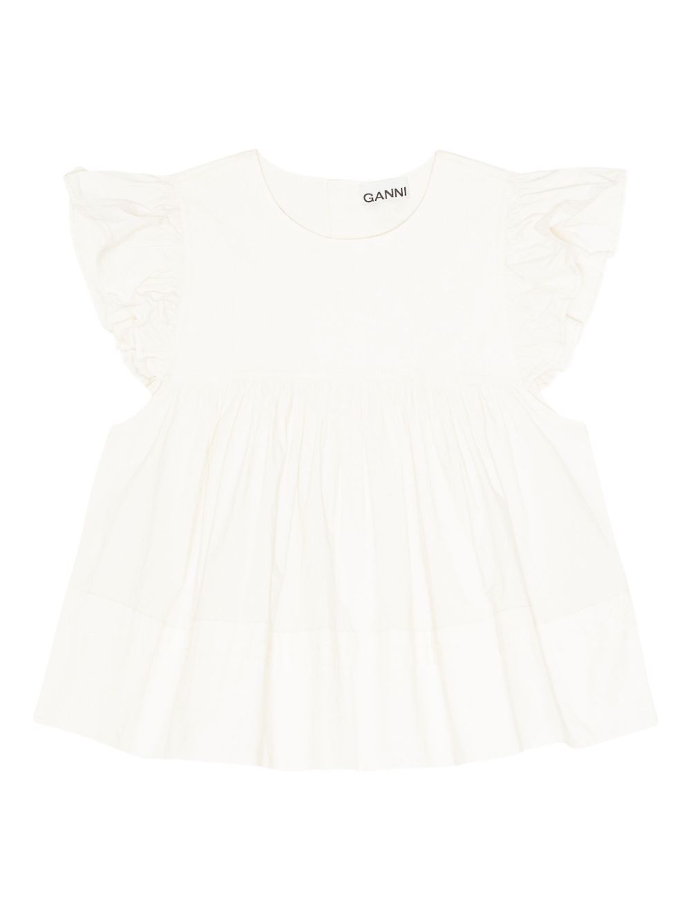 GANNI ruffle-detail top - White