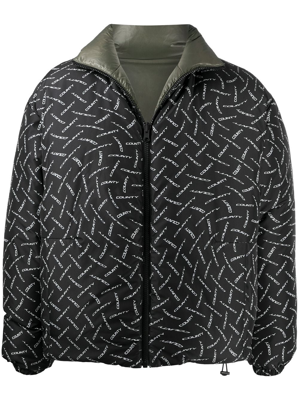 County logo print padded jacket - Black
