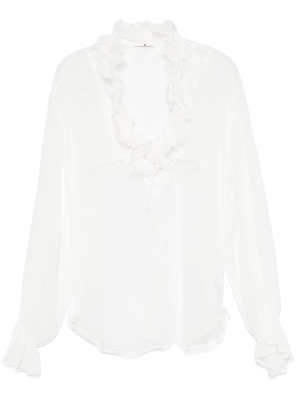 Ruffled-trim blouse - White