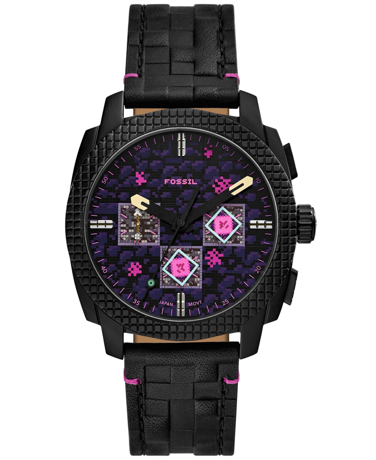 Unisex Minecraft Quartz The End Leather Watch 44mm - Black