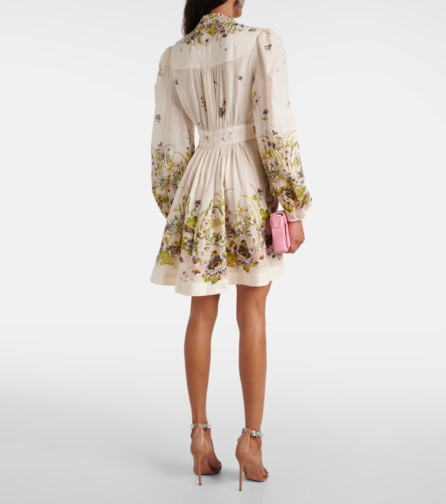 Halliday Plunge floral linen minidress