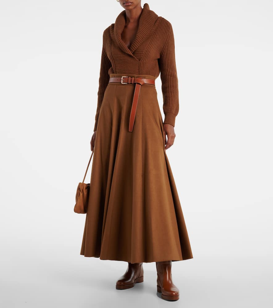 Camel hair maxi skirt