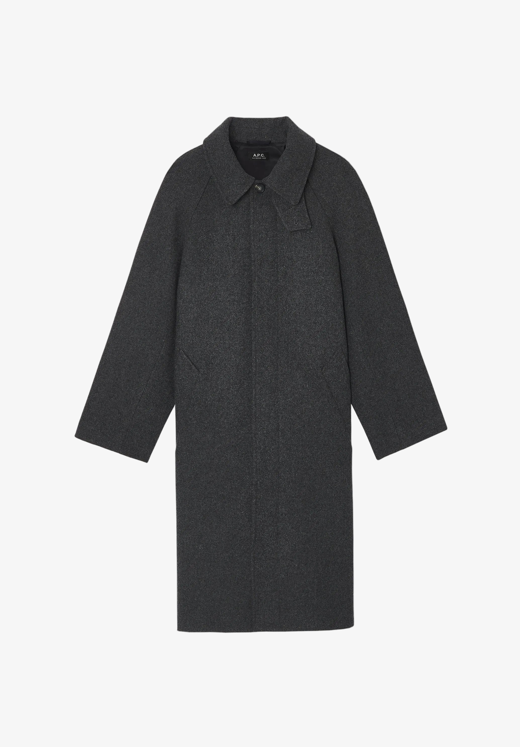A. P.C. Men's Raglan sleeve coat Size: Extra Small in Anthracite