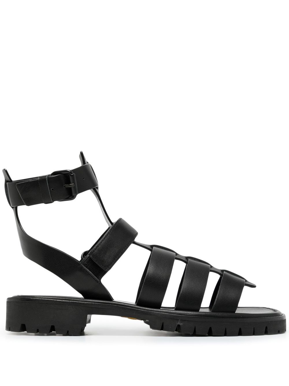 Caged leather sandals - Black