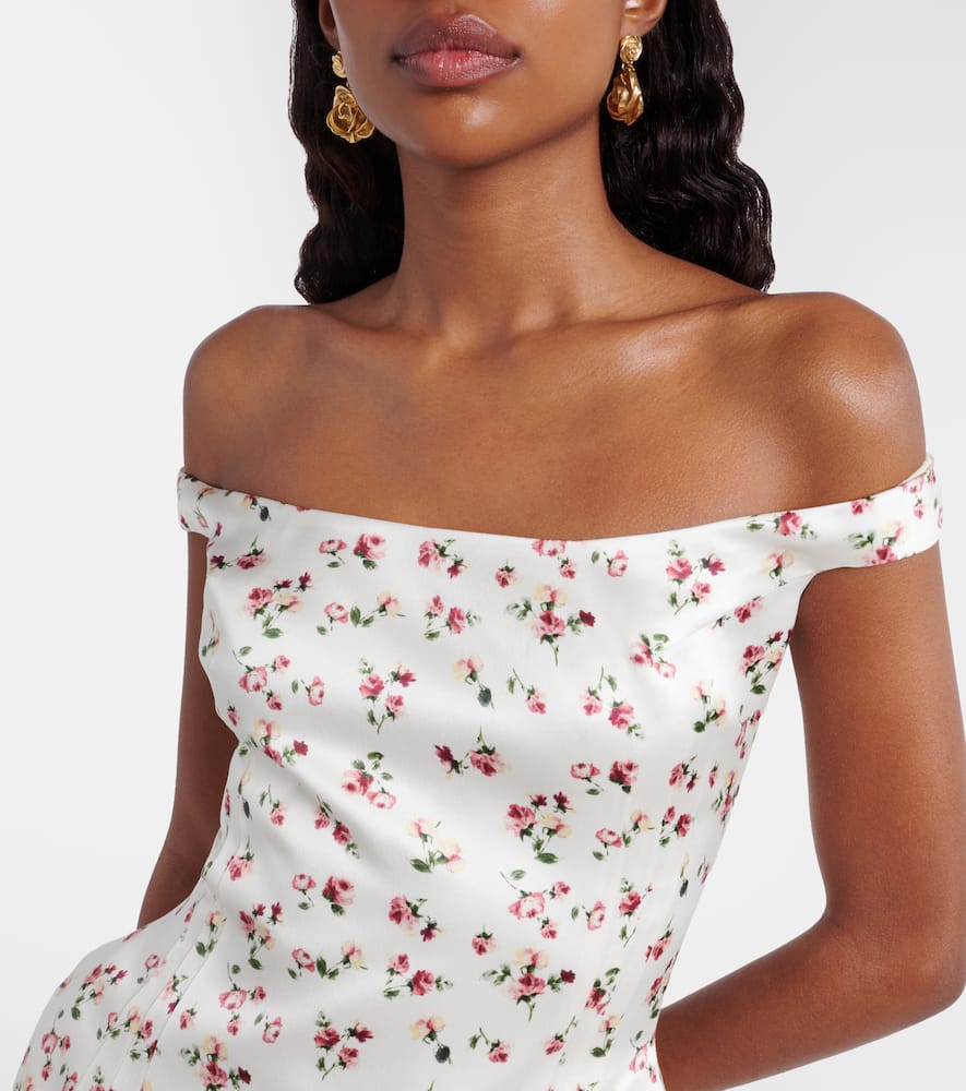 Floral silk satin minidress