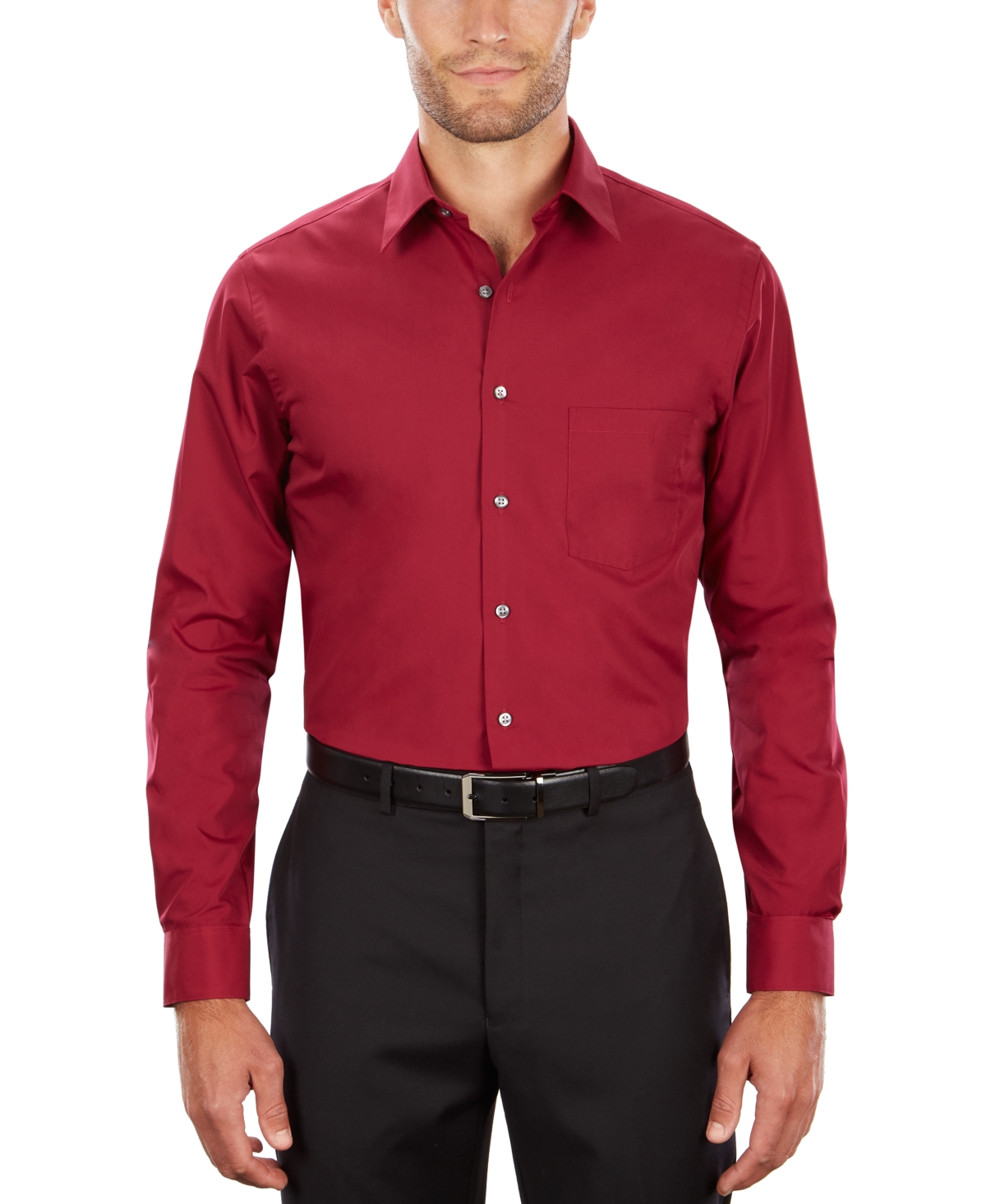 Men's Classic-Fit Point Collar Poplin Dress Shirt - Magenta