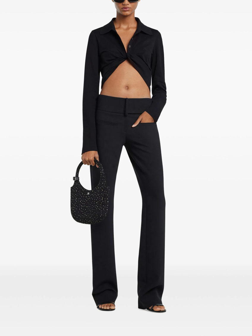 Black V-Neck Twist Detailing Crop Top