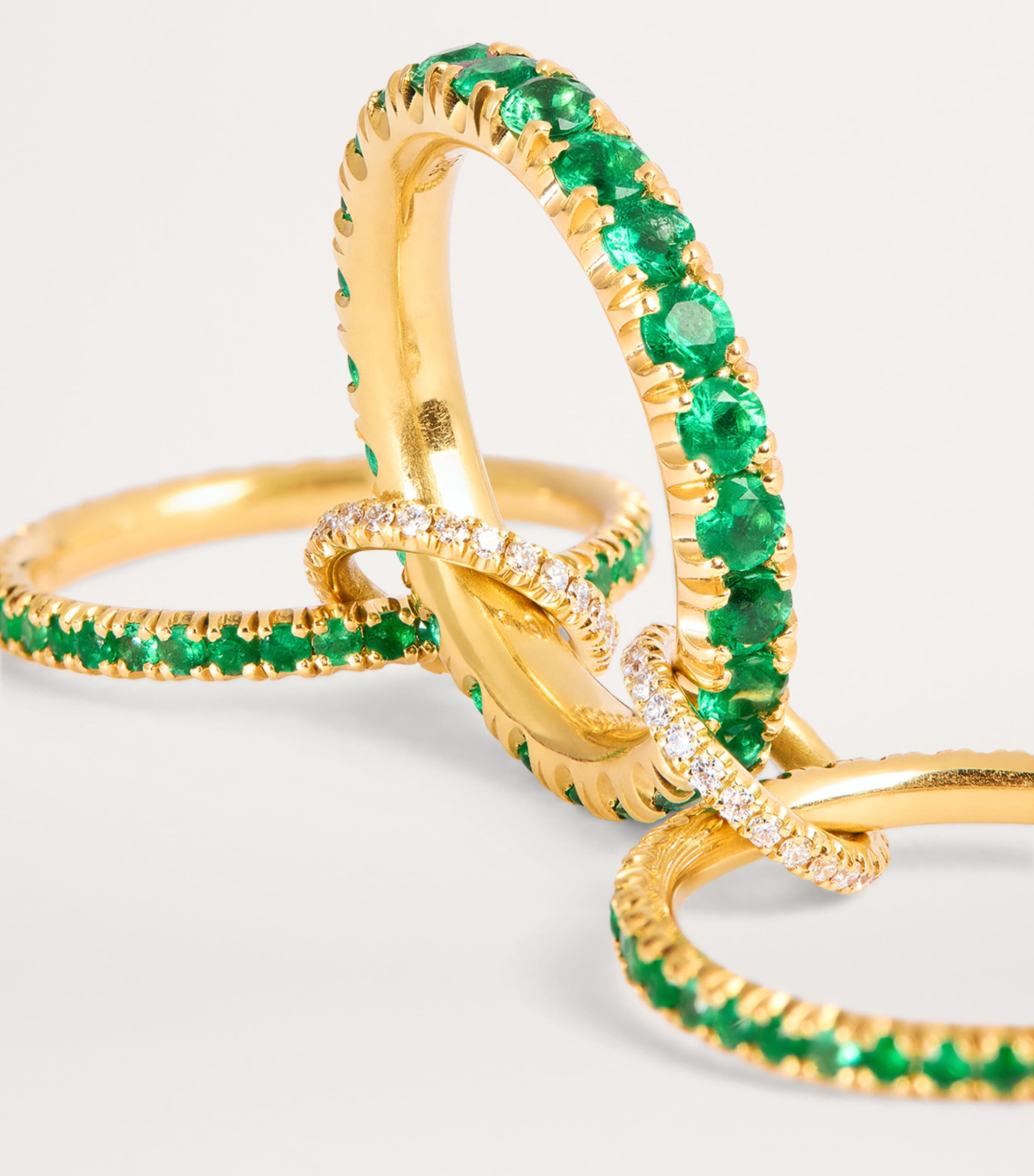 Yellow Gold, Diamond and Emerald Pave Ring