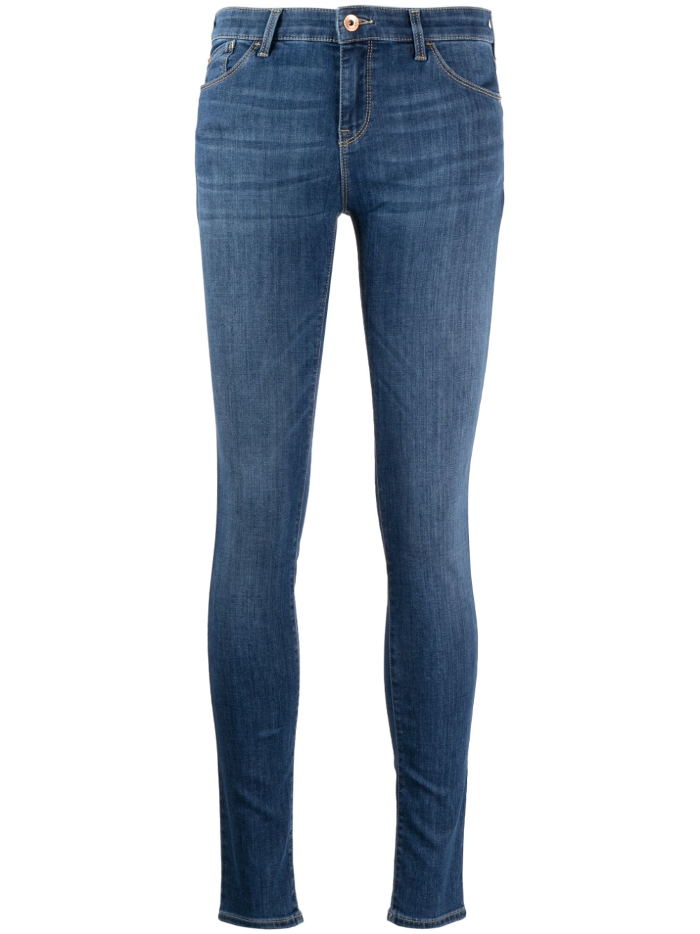 Embroidered-logo skinny jeans - Blue