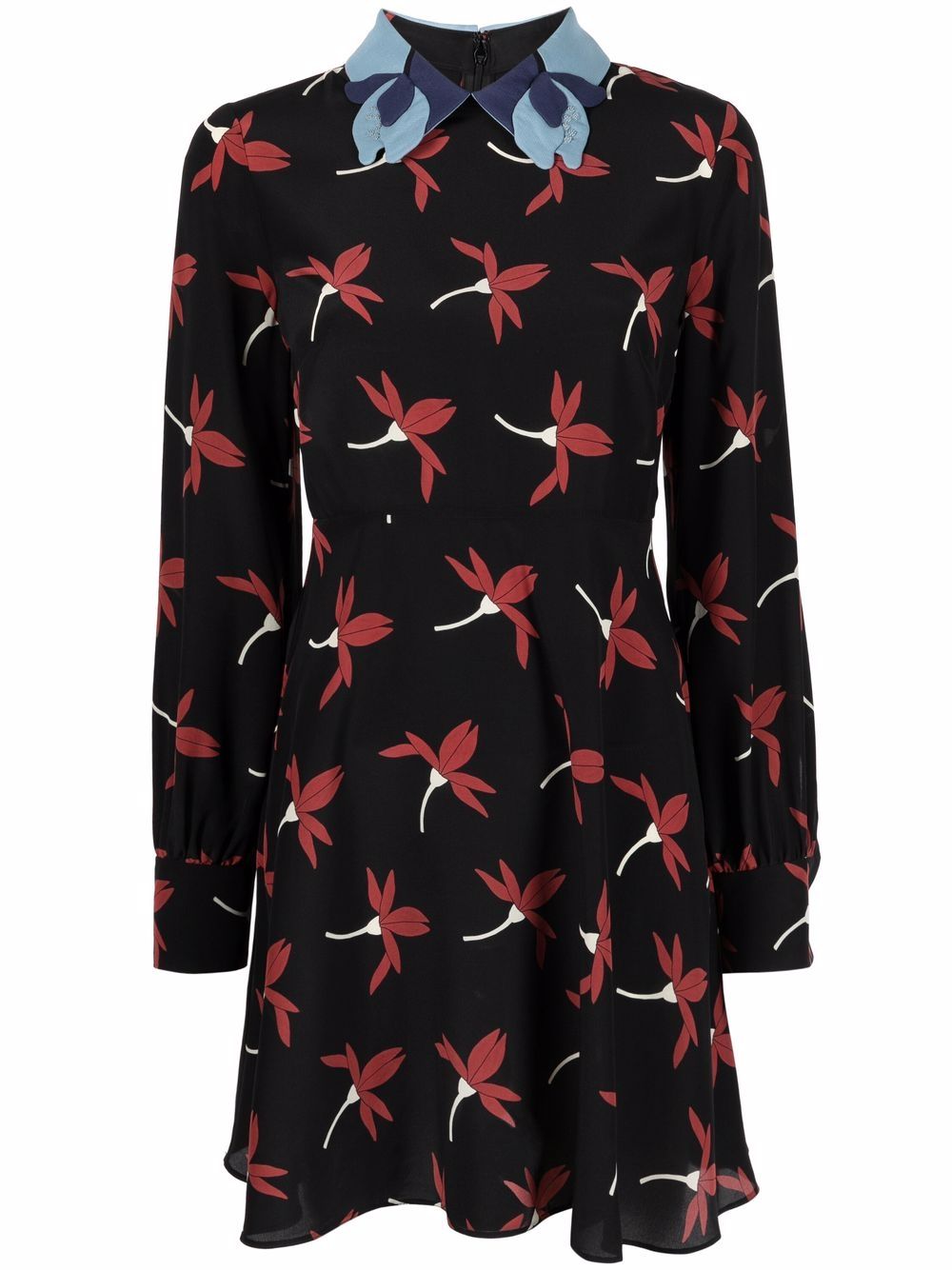 Floral-print mini dress - Black
