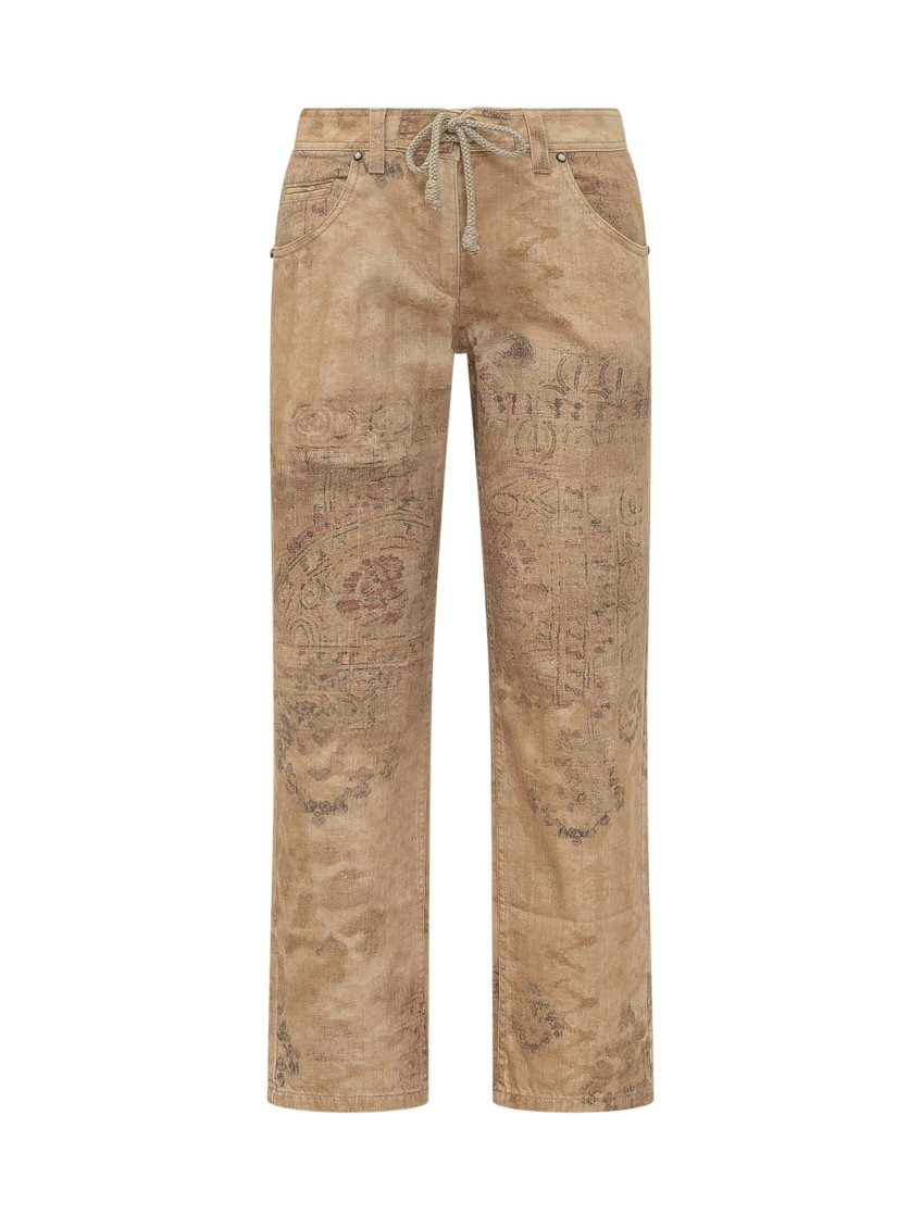 Brown Straight Flat Front Pants