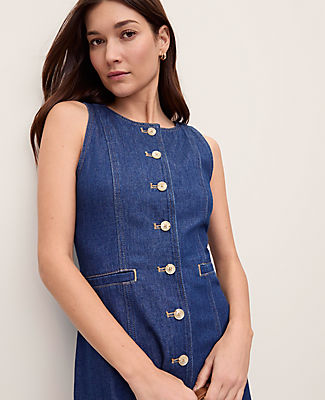 Ann Taylor Denim Flare Midi Dress