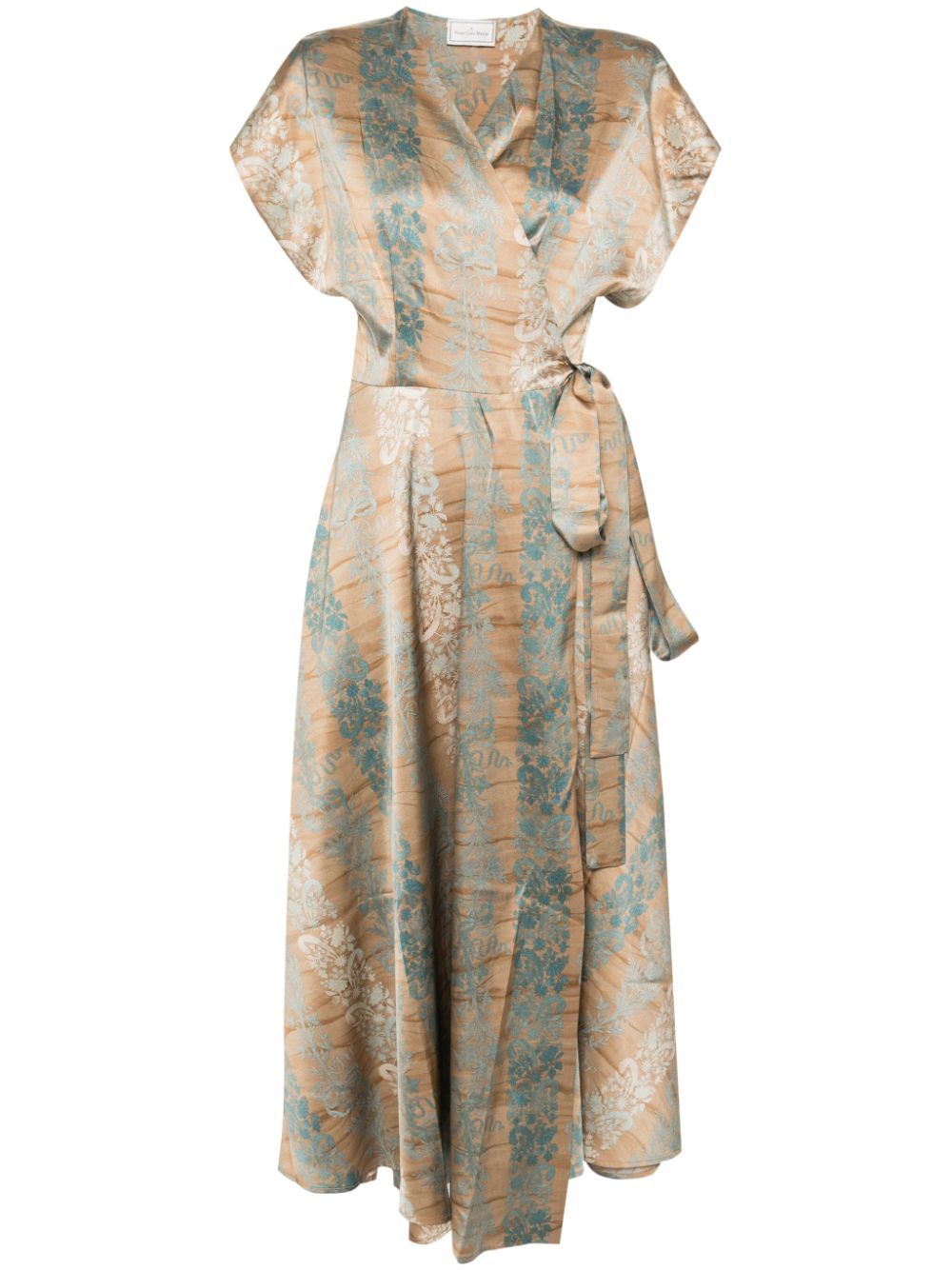 Floral silk wrap dress - Neutrals
