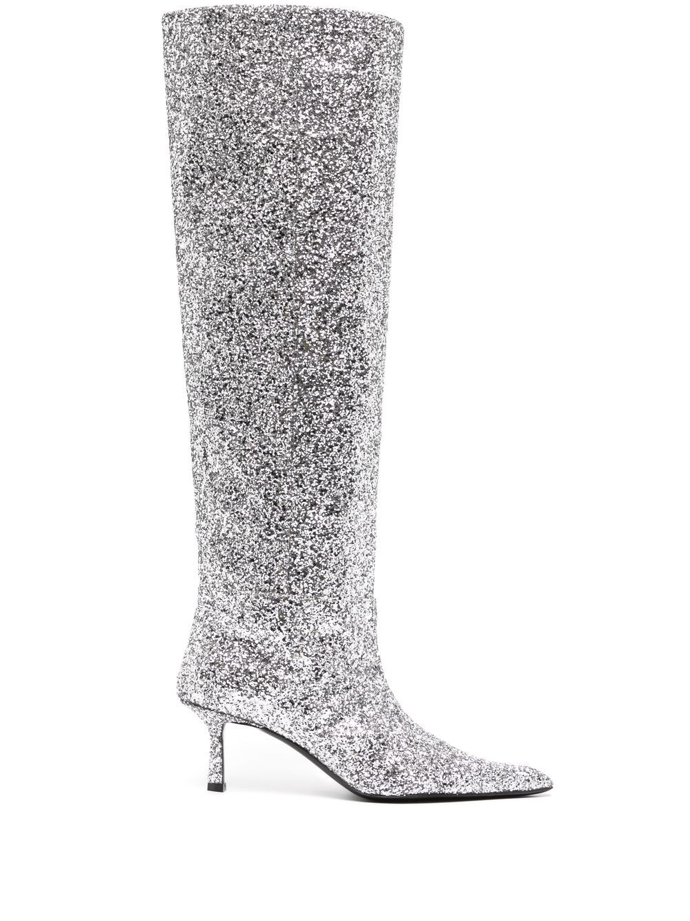 Viola 60mm glitter long boots - Silver