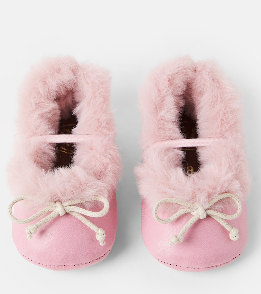 PèPè Baby Shearling-lined leather ballet flats