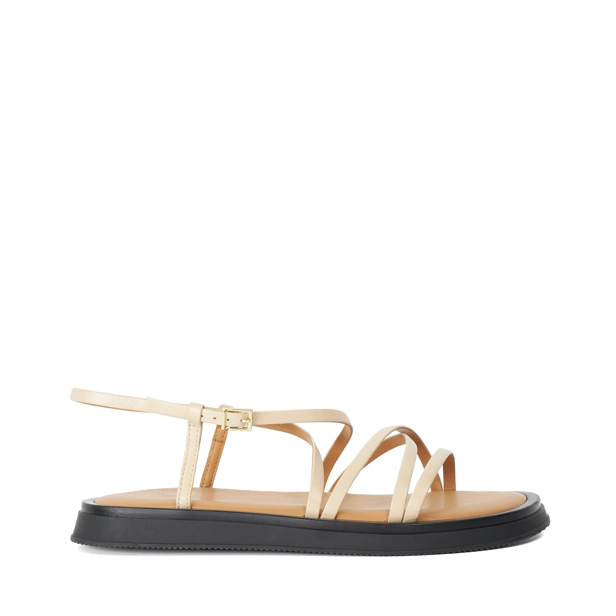 Dune London Womens Ladies Laia - Padded Sole Strappy Sandals - Beige Leather